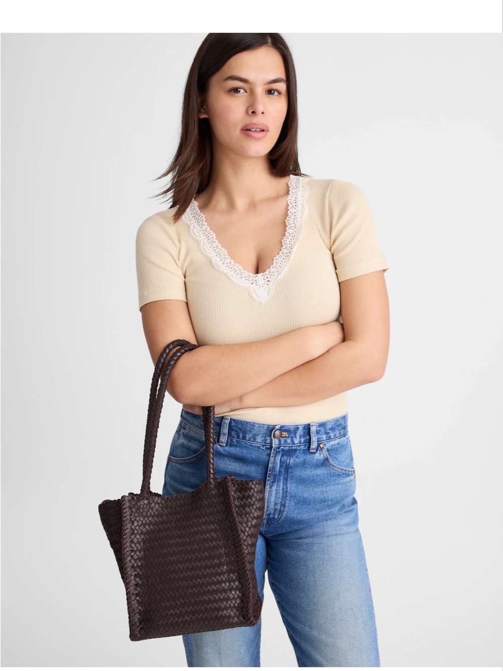 Madewell Woven Leather Tote Bag - Dark Brown - Picture 4 of 6